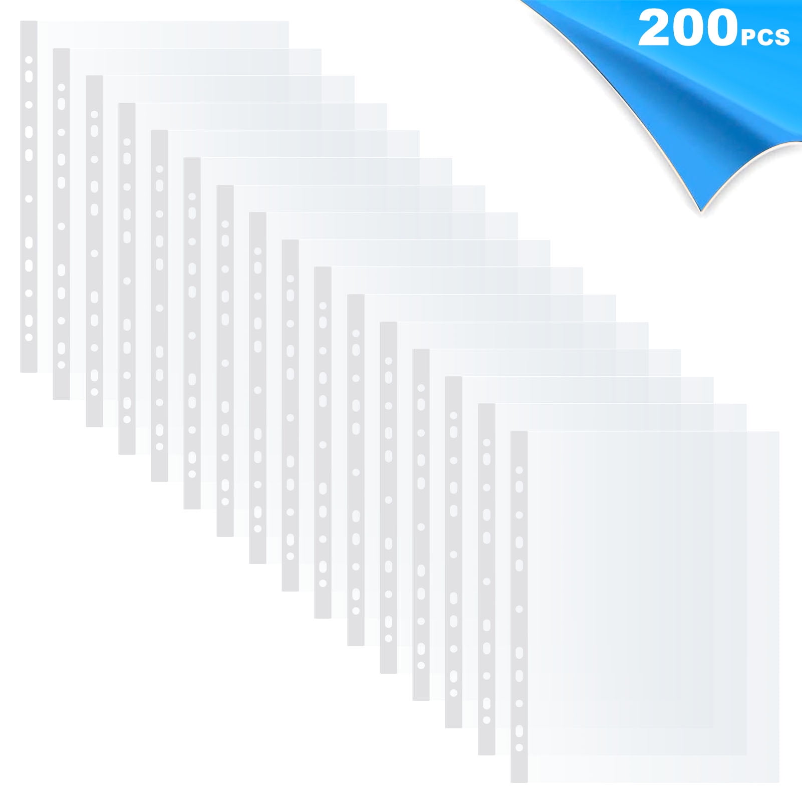 Walmart discount codes: sixwipe 200 Pack Sheet Protectors, Clear Plastic Page Protectors Sheet Reinforced 11-Hole Fit for 3 Ring Binder Fits Standard 9.25 x 12 Paper, Polypropylene
