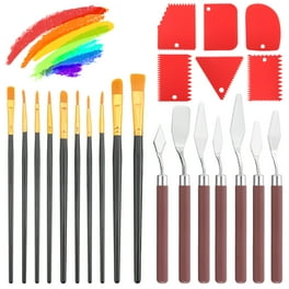 LIGHTWISH Set of 7 Flat Paint Brushes for Applying Gesso, Acrylic Paint, Oil Paint, Watercolor