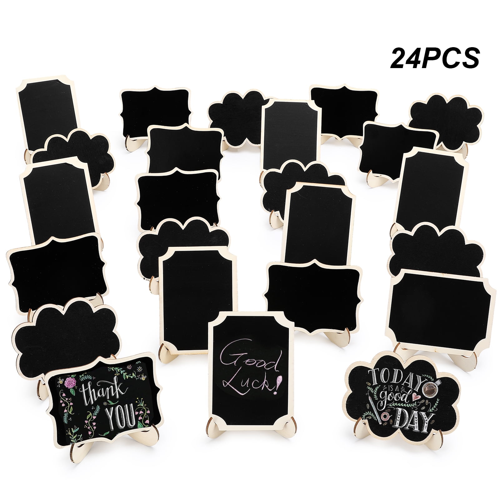 Chalkboard Labels 24-Pack Mini Chalkboard Signs With Stands - Reusable Food Labels For Wedding, Party Buffet, Bake Sale (Includes Chalk Marker) Chalkboard Mini Signs