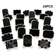 sixwipe 24 Pcs Mini Chalkboard Signs, Small Chalkboard Labels with Easel Stand, Wooden Blackboard for Table Numbers, Food Signs, Wedding Signs, Place Cards and Event Decoration