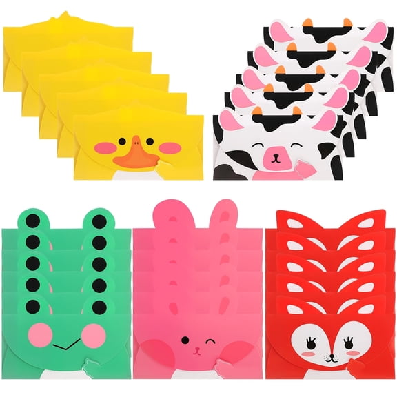 sixwipe 25 Pcs Animal Cartoon Letter Writing Stationery Paper, 3D Design Handwritten Greeting Card Envelope for Kids, Funny Creative Thank You Card Birthday Party Invitation