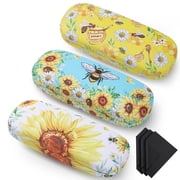 sixwipe 3 Pack Hard Shell Eyeglass Case for Women and Men, Scratch-Resistant Protective Glasses Storage Box for Sunglasses and Reading Glasses, Portable Travel Case with Microfiber Cleaning Cloth