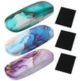 thumbnail image 1 of sixwipe 3 Pcs Hard Shell Eyeglasses Case, Portable Protective Glasses Cover Eyeglass Holder Box with Cleaning Cloth for Men Women(Ocean Marble), 1 of 7