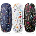 thumbnail image 1 of sixwipe 3 Pieces Floral Pattern Eyeglasses Case, Portable Hard Shell Glasses Case for Women Men, Fabrics Flowers Glasses Case for Glasses Myopic Glasses Sunglasses, 1 of 8