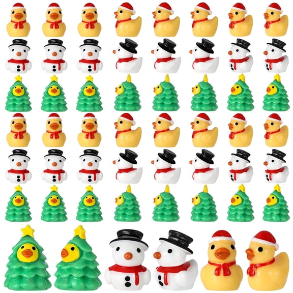 sixwipe 30 PCS Tiny Christmas Ducks, Tiny Miniature Ducks Mini with Xmas Hat,Figures Tiny Duck Accessories for Xmas, Craft, Dollhouse, Slime, Home Decorations