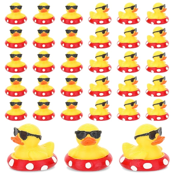 sixwipe 30Pcs Miniature Summer Resin Duck, Swimming tubes Duckies for Car Dashboard Bathtub Shower Birthday Swimming