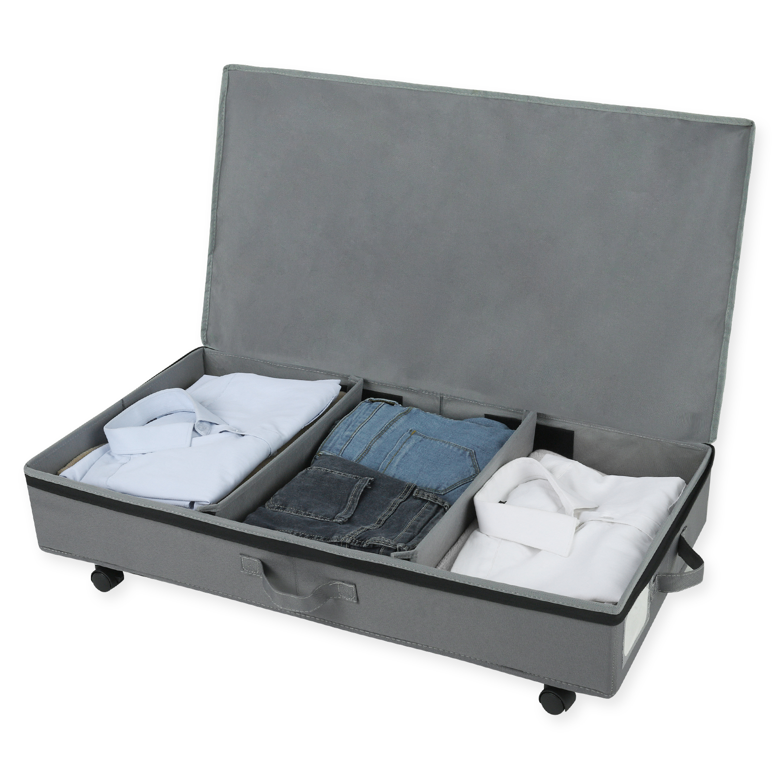 Home Basics 45L Under The Bed Storage Box with Wheels, Clear