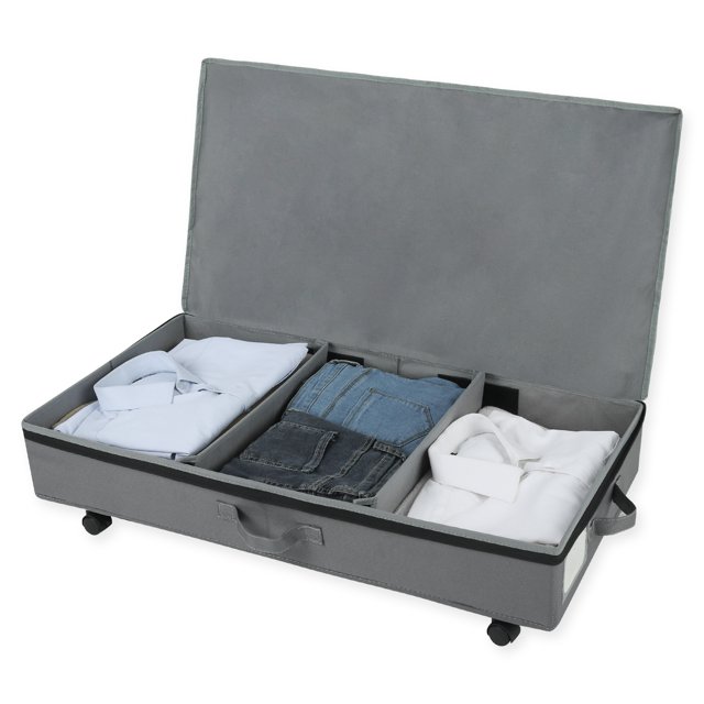 sixwipe 34L Under Bed Storage with Wheels, Thickened 600D Oxford Fabric