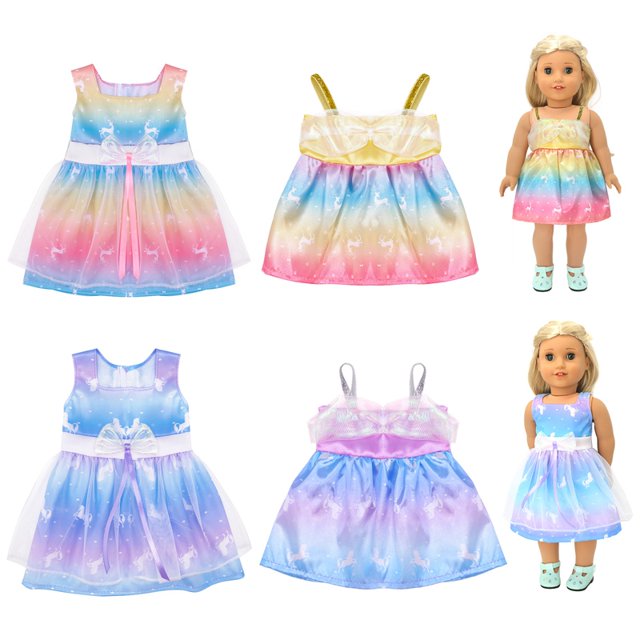 sixwipe 4 Pack Baby Doll Clothes, 10inch Doll Clothes Outfits Unicorn