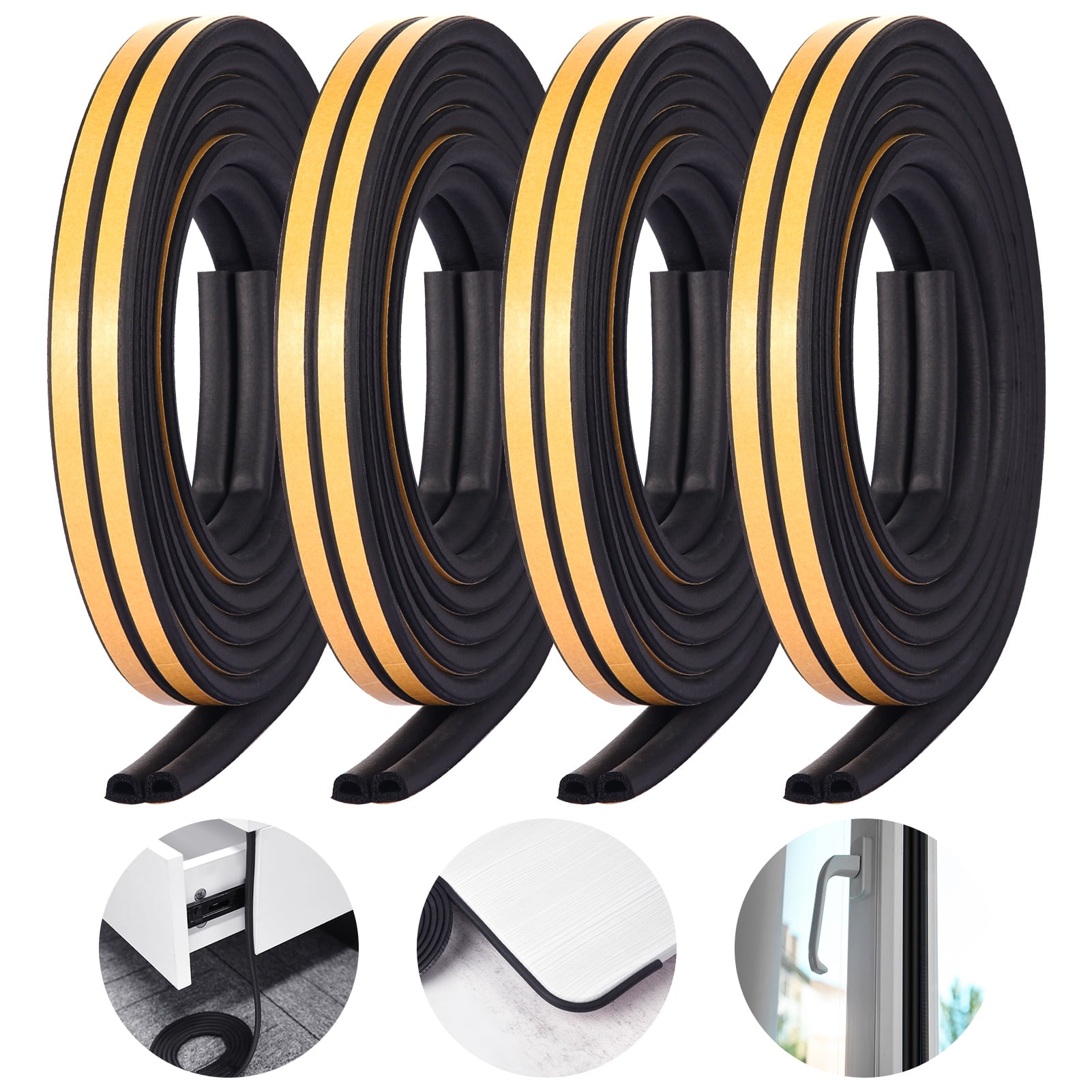 sixwipe 4 Pcs Weather Stripping Door Seal Strip, 32.8 ft Adhesive Foam