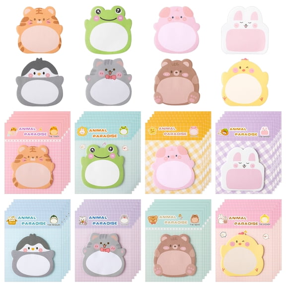 40 Pack 800 Sheets Cute Animal Sticky Notes, Cartoon Sticky Notes Bulk, Mini Fun Note Pads for Reminder Notes