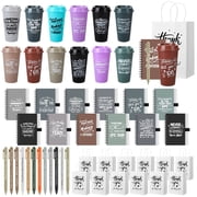 sixwipe 48 Pcs Employee Appreciation Gifts Set, Included 16 oz Plastic Coffee Cups, Mini Notebooks, Thank You Bags, Bulk Thank You Team Gift for Coworker Team S