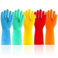 sixwipe 5 Pairs Rubber Cleaning Gloves for Household, Colorful Reusable