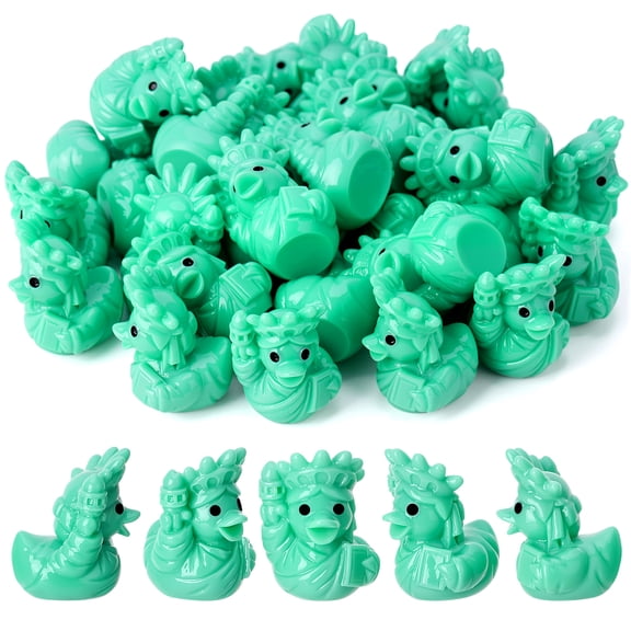 sixwipe 50pcs Mini Statue of Liberty for Independence Day, Miniature Patriotic Duck Resin Ducks Cosplaying as Lady Liberty Gifts for 4th of July Decor & Travel Souvenirs