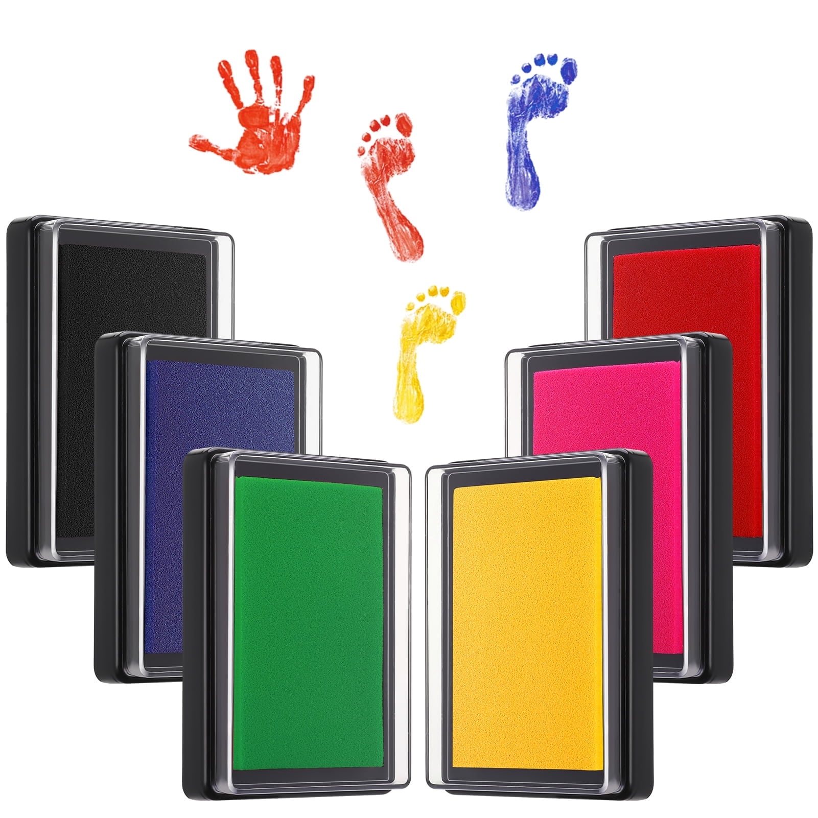 sixwipe 6 Pcs Reusable Ink Pad for Baby, Footprint Ink Pad Handprint Paw Print, Create Impressive Keepsake Stamp for Boys and Girls, Non-Toxic and Acid-Free Ink, Easy To Wipe and Wash Off Skin