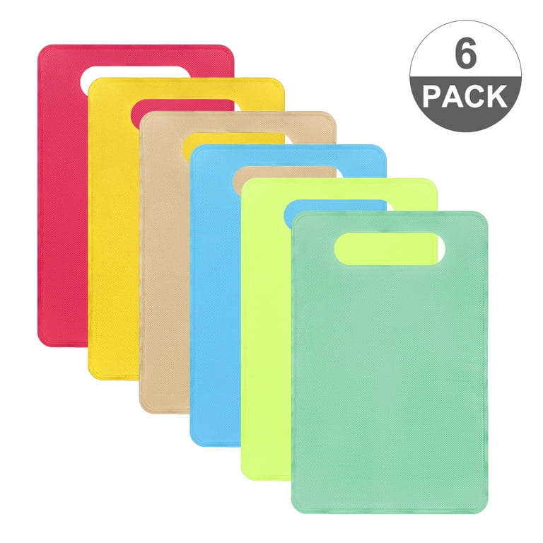 Sixwipe Set of 6 Pcs Plastic Cutting Boards, Colored Mats with Food Icons for Kitchen, 7.87 inch by 11.81 inch, Size: One Siza