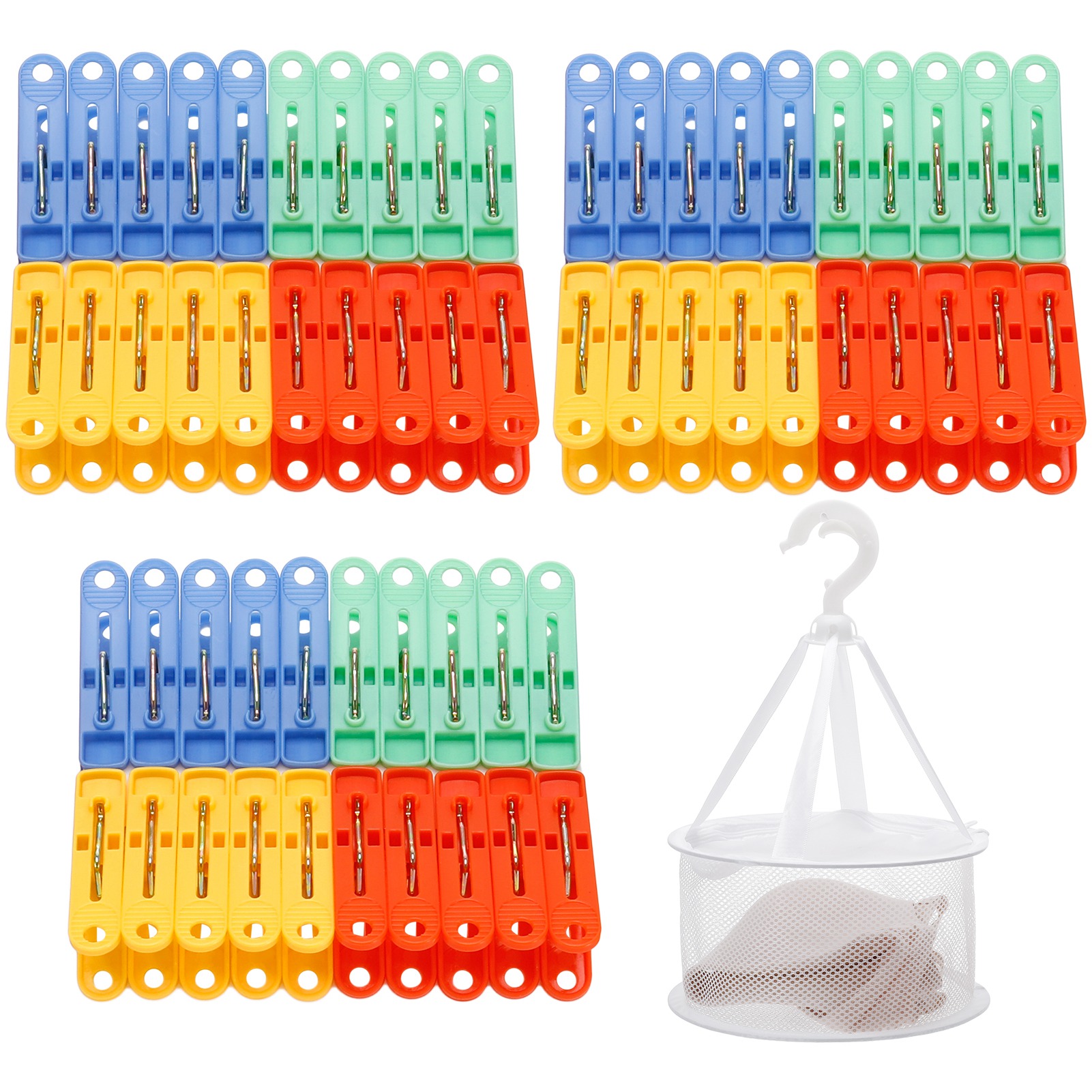 sixwipe 60 Pack Colorful Plastic Clothespins, Laundry Clips with Mesh ...