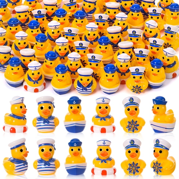 sixwipe 60 Piece Miniature Resin Cruise Duck Figurines Set, Hawaii Summer Sailor Ducks for Hiding, Crafts, Moss Terrariums, Fairy Garden Landscape, Party