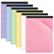 sixwipe 6pcs Legal Pads 8.5x11, Assorted Colored Wide/College Ruled Writing Pads, 3-Hole Punched Micro Perforated Pages with Sturdy Back, 30 Sheets Per Notepad for Office