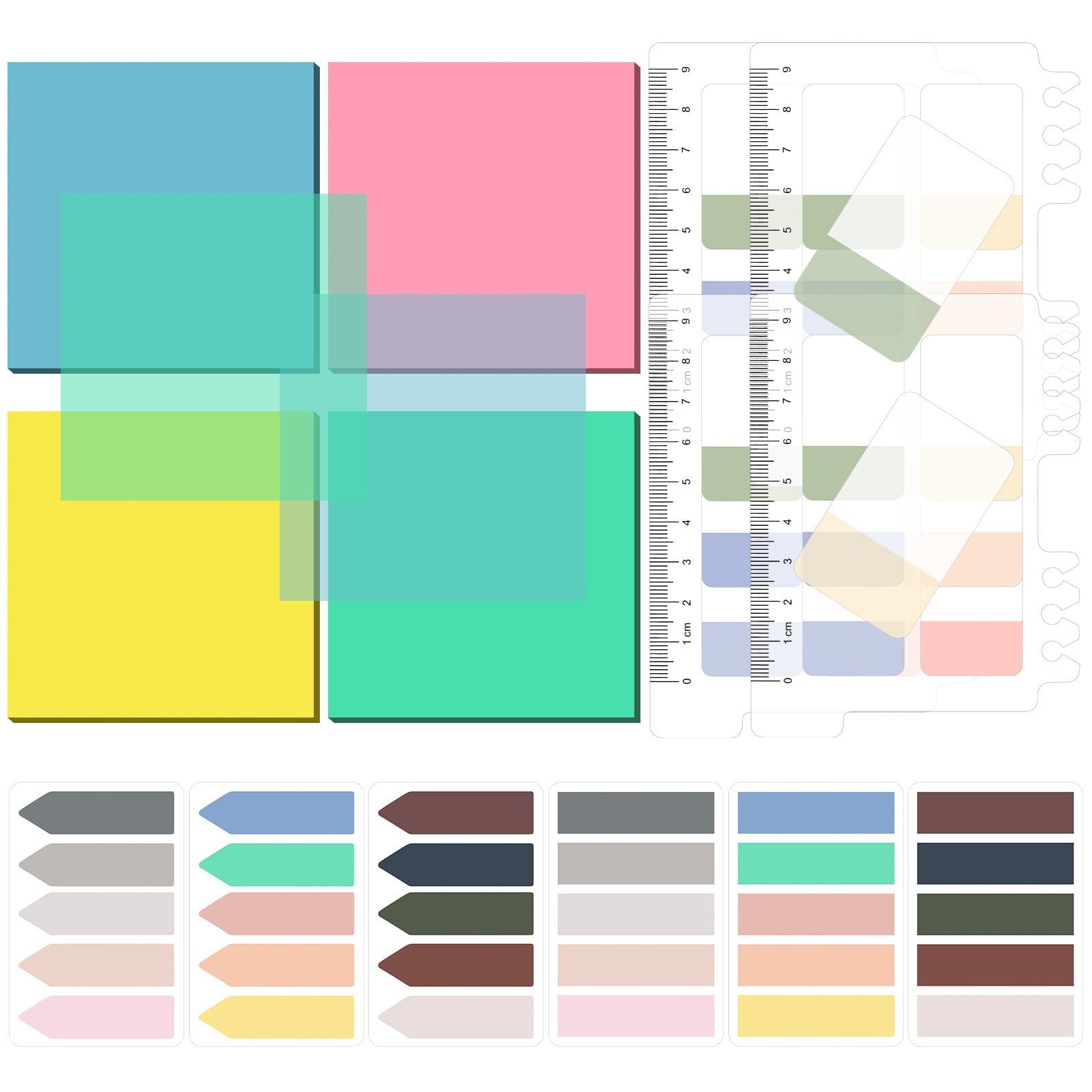sixwipe 720 Sheets 14 Pads Transparent Sticky Notes, Clear Sticky Notes and Tabs, Index Tabs