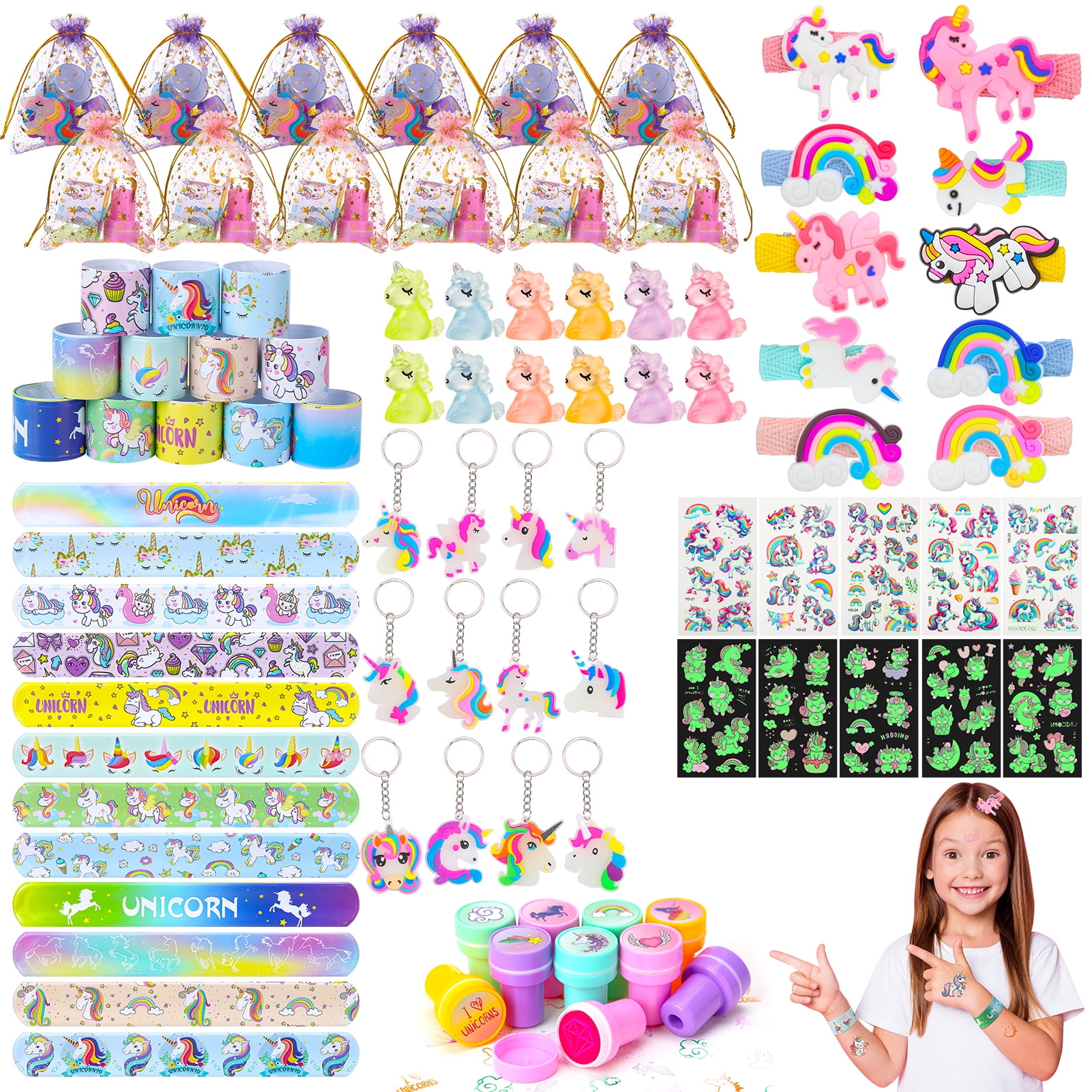 sixwipe 78 Pcs UnIcorn Party Favors for Girls, Birthday Party Supplies, Goodie Bags Gifts, Fillers Pinata Stuffers,Birthday Party Favors Decorations , Toys