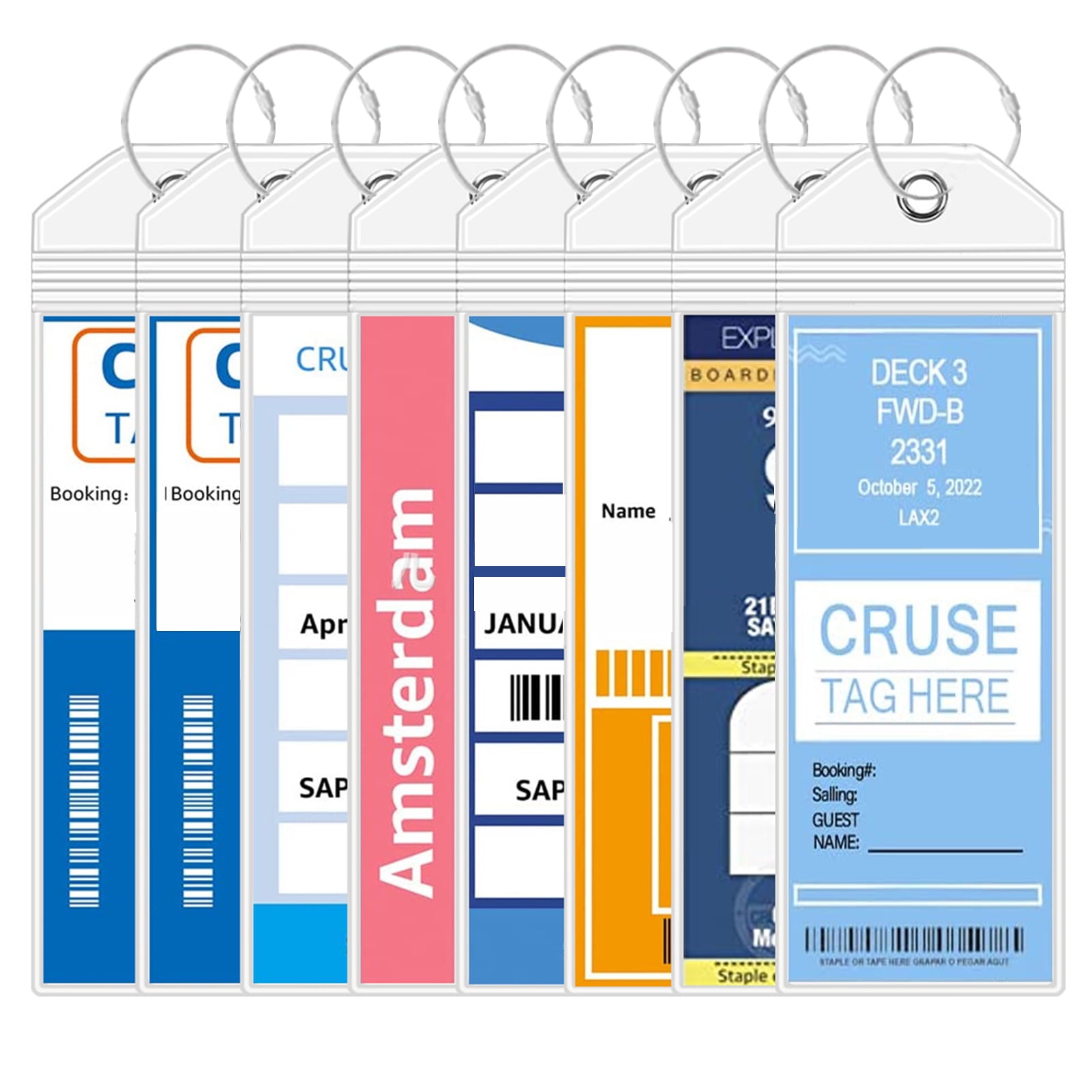 sixwipe 8 Pack Cruise Luggage Tags for Suitcases, Wide Luggage Tag