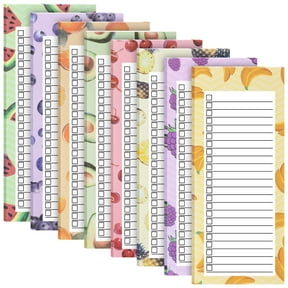 sixwipe 8 Pcs Magnetic Notepads for Refrigerator, Grocery List Magnet Pad for Fridge, Fruit Design Magnetic Grocery List Pad for Fridge, Full Magnet Back Shopping Lists, 50 Sheets Per Note Pads