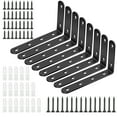thumbnail image 1 of sixwipe 8 Pcs Shelf Bracket Heavy Duty Black Steel L Corner Brace, Decorative Joint Angle Bracket for Wooden Board Hanging Support, 5 Inch*3 Inch Shelves Wall Hanging Bracket with Screws(Black), 1 of 7