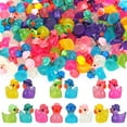 thumbnail image 1 of sixwipe 80 Pack Luminous Mini Resin Ducks, Mini Ducks Tiny Duck Miniature Duck Figures Wearing Hat, Glow in The Dark DIY Crafts Cake Decor for Micro Landscape Dollhouse Garden, 1 of 8