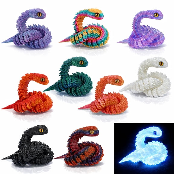 sixwipe 9 PCS 3D Printed Snake Toys, Flexible Articulated Snake Squeeze Toys for Teens, Birthday Halloween Toys Gifts Party Decors