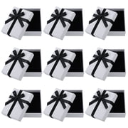 sixwipe 9 Pcs Small Jewelry Gift Box with Litchi Texture, 2.75" x 3.54" x 1.18", Sturdy White Cardboard Box with Black Velvet Cushion, Ideal Box for Present, Jewelry, Valentines Day or Mothers Day
