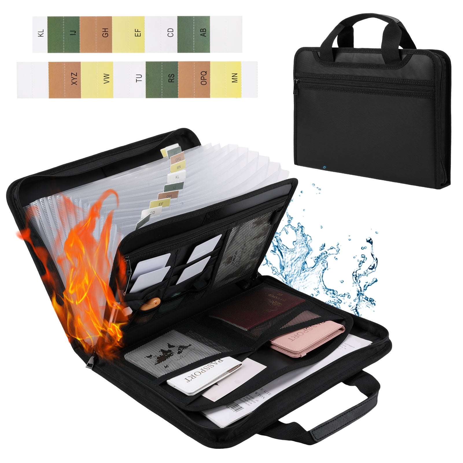 ファイル sixwipe Fireproof Accordion File Organizer with Multi Pockets