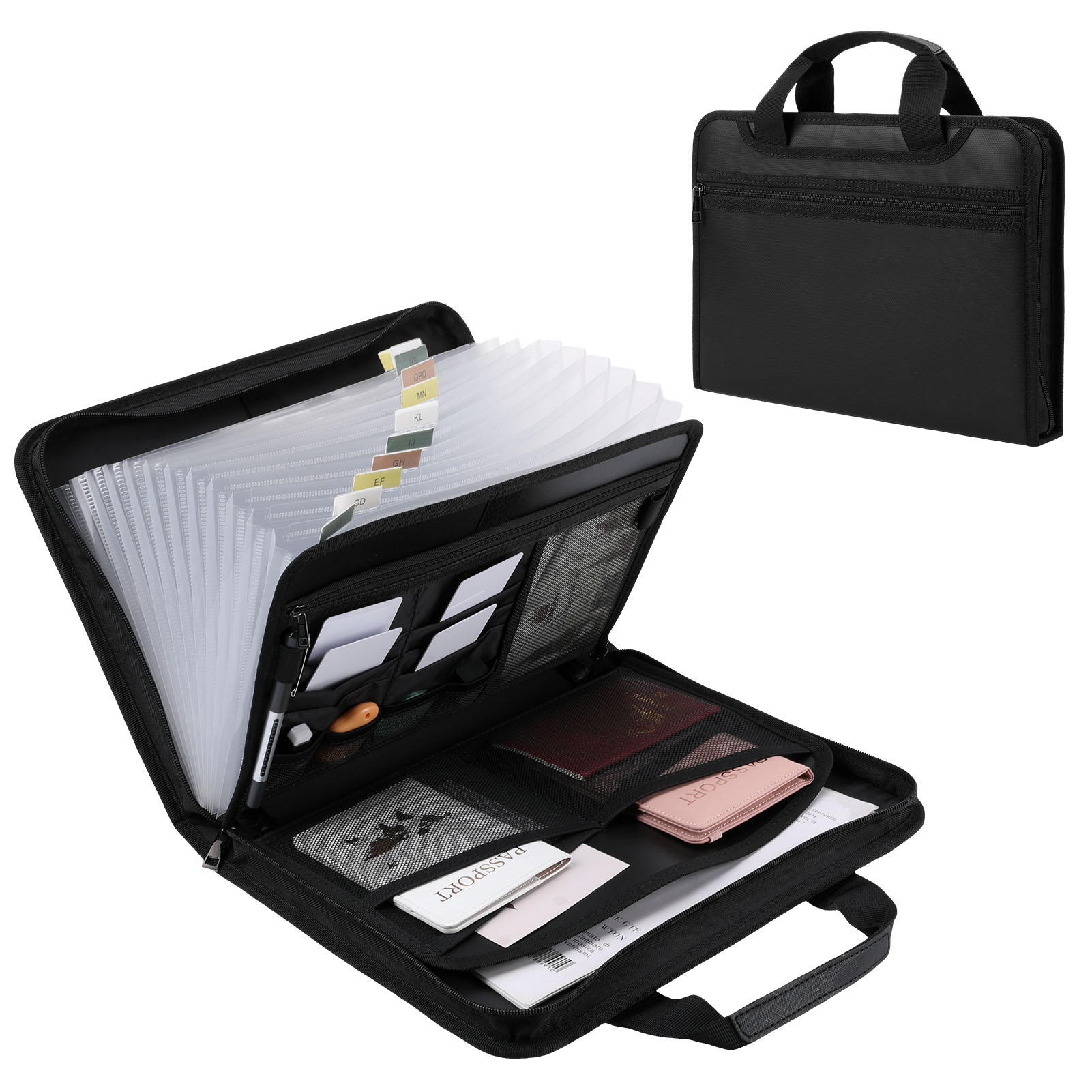 BirdRock Home Bamboo Rolling File Storage Organizer Box with Lid