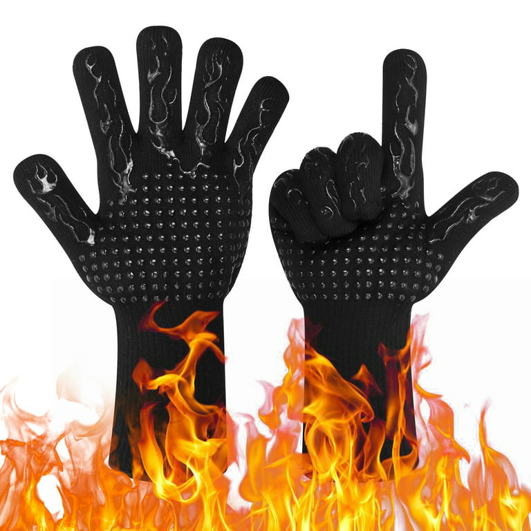 sixwipe BBQ Gloves, Heat Resistant Gloves Fireproof Mitts, Grilling Gloves  Silicone Non-Slip Washable Oven Gloves, Kitchen Safe Cooking Gloves for