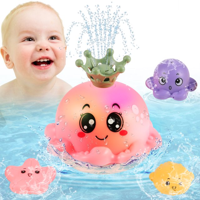 sixwipe Baby Bath Toys, Spray Water Bath Toy, LED Automatic Spray Water