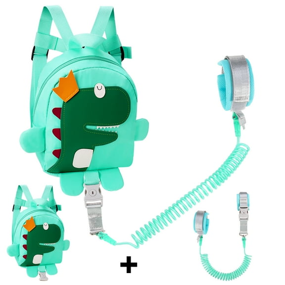 sixwipe Backpack Leash for Toddlers + Anti Lost Wrist Link, Child Backpack Leash, Dinosaur Kids Backpack Harness with Leash for 1-5 Years Old Boys and Girls