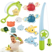 sixwipe Bath Toys for Babies 6-12 Months+, Swimming Ducks Amphibious Dinghy Bath Toys for Kid No Hole Animal Floating Pool Toys, Fishing Net Watering Can Baby Bathtub Water Toys