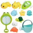 thumbnail image 1 of sixwipe Bath Toys for  6-12 Months+, Swimming Ducks Amphibious Dinghy Bath Toys for Toddlers 1-3,  No Hole Animal Floating Pool Toys, Fishing Net Watering Can  Bathtub Water Toys, 1 of 7