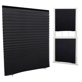sixwipe Blackout Pleated Window Shades, No Drilling Temporary Cordless Blinds Light Filtering Fabric Pleated Paper Shades, Temporary Window Blinds for Indoor Window Covers, Easy Trimming & Installing(Black2-90*180CM)