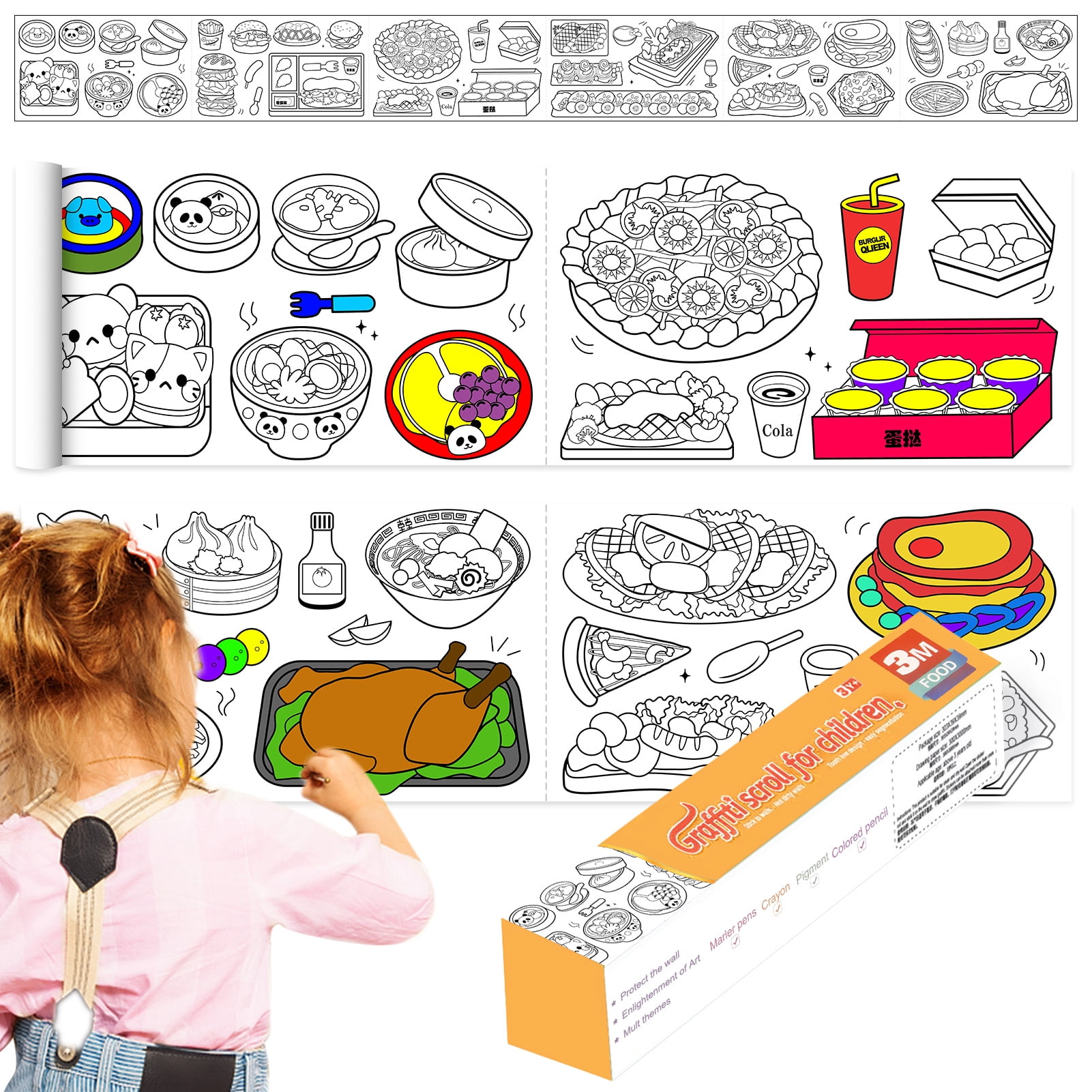 VICASKY 2 Rolls Roll Graffiti Sketch Paper for Drawing Tracing Paper  Toddlers Coloring Poster Coloring Painting Decal Art Paper for Drawing and