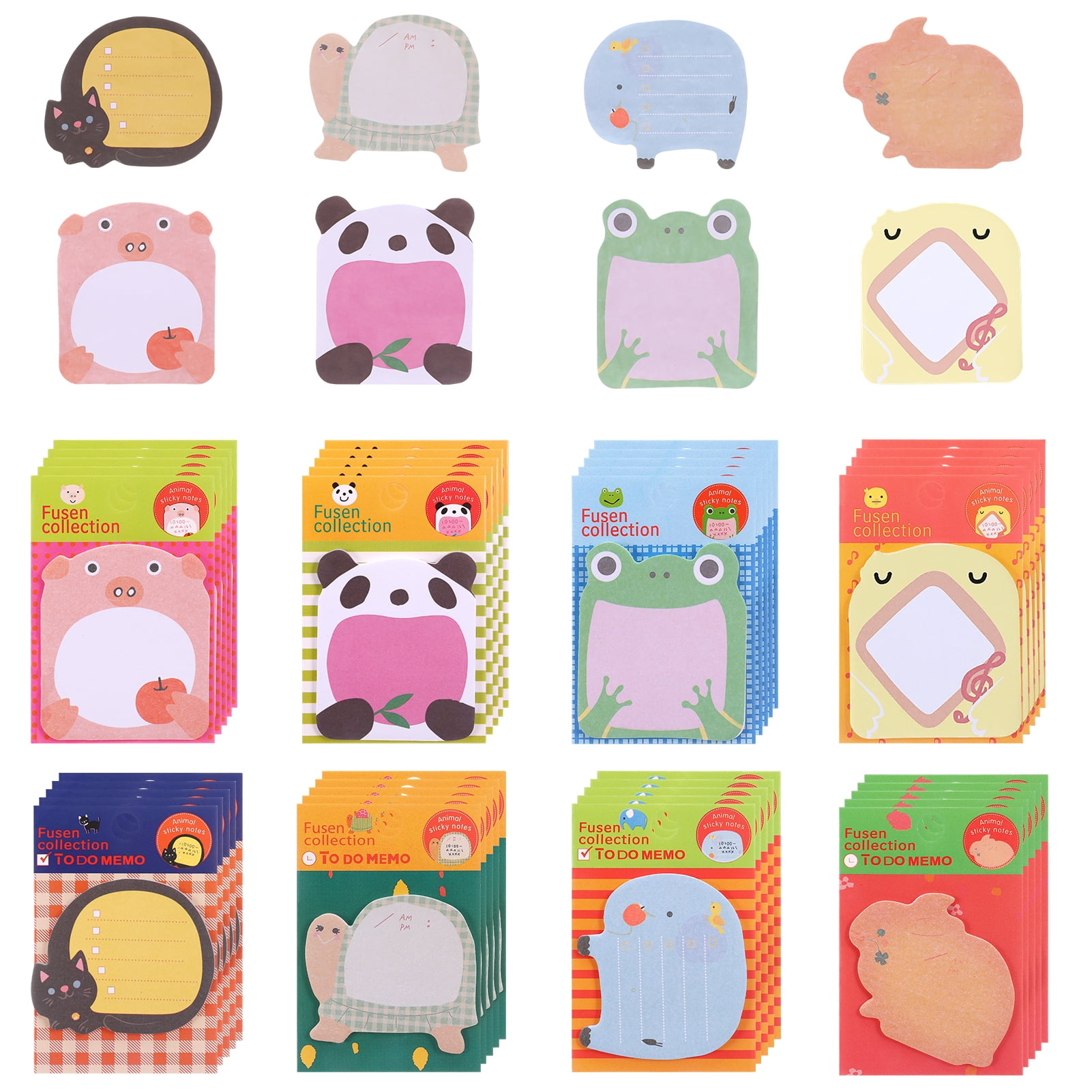 sixwipe 40 Pack 800 Sheets Cute Sticky Notes, Kawaii Cartoon Sticky Notes Bulk, Small Fun Note Pads, Mini Animal Notes for Reminder Notes Kitchen Notepads Office Supplies