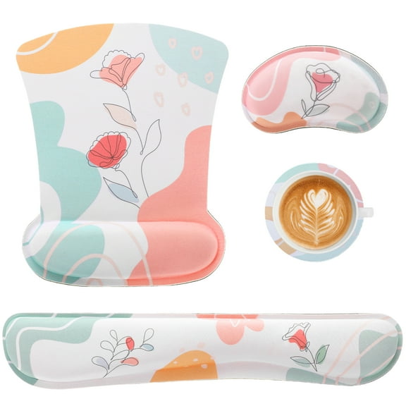 sixwipe Ergonomic Mouse Pad with Wrist Rest, Beautiful Rose Desk Keyboard Wrist Rest and Computer Wrist Support, No Slip Keyboard Wrist Pad with Coaster for Easy Typing and Hand Pain Relief