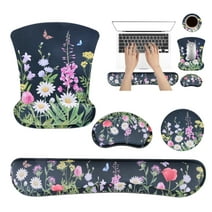 sixwipe Ergonomic Mouse Pad with Wrist Rest, No Slip Keyboard Wrist Rest and Computer Wrist Support, Memory Foam Wrist Pad with Cup Coaster for Keyboard for Easy Typing and Hand Pain Relief(black garden)