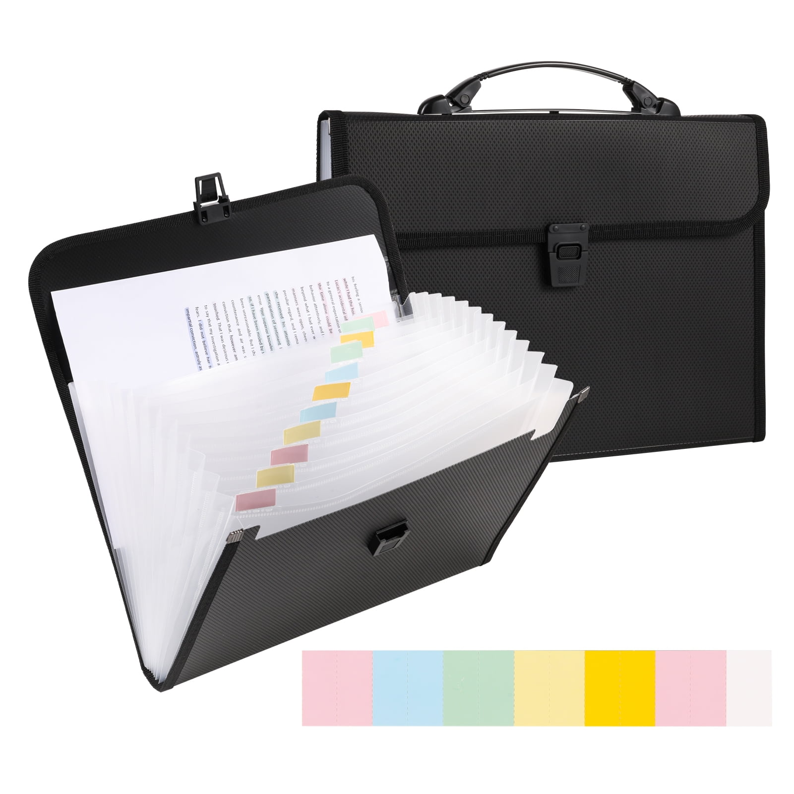 sixwipe Expanding File Folders with Handle, 13 Pockets Accordion File
