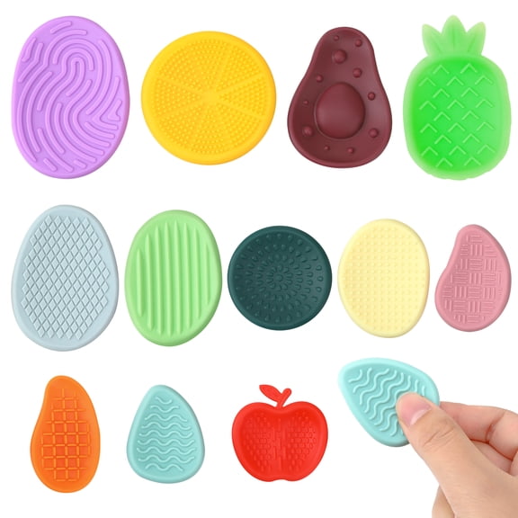 sixwipe 12 Pack Fidget Toys Adults Sensory Stone, Textured Worry Stone for Autism Kids Calming Down, Fidget Stress Toys for Anxiety Relief, Small Students Prizes Fidget Toys