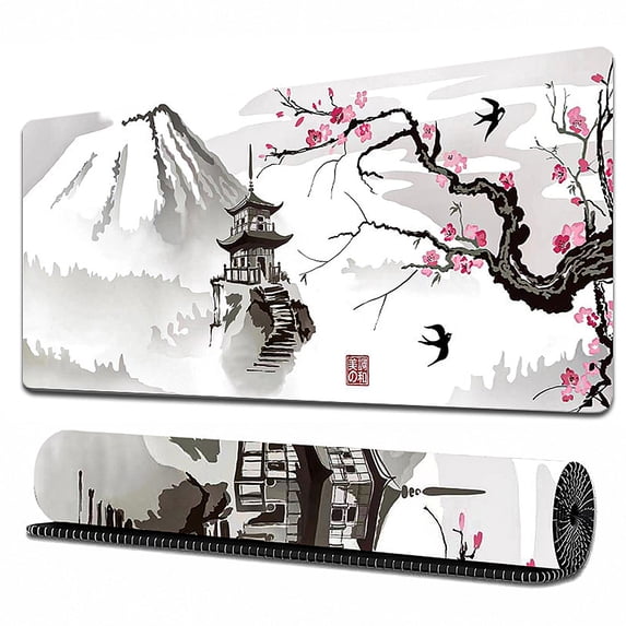 sixwipe Large Gaming Mouse Pad (XXL), Non Slip 35.4 x 15.7 inches Computer Pad for Desk with Coaster, 3mm Thickened Big Rubber Base Mouse Mat with Stitched Edges for Work, Game, Office, Home