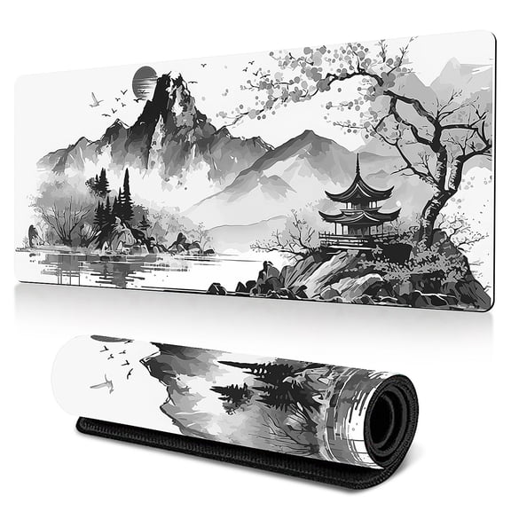 sixwipe Large Gaming Mouse Pad (XXL), Non Slip 35.4 x 15.7 inches Computer Pad for Desk with Coaster, 3mm Thickened Big Rubber Base Mouse Mat with Stitched Edges for Work, Game, Office, Home