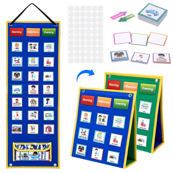sixwipe Large Visual Schedule for Kids with Autism - 116 Cards Double-Side Chore Reward Chart, Bedtime Routine Chart for Toddlers, Homeschool Planner