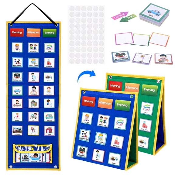 sixwipe Large Visual Schedule for Kids with Autism - 116 Cards Double-Side Chore Reward Chart, Bedtime Routine Chart for Toddlers, Homeschool Planner