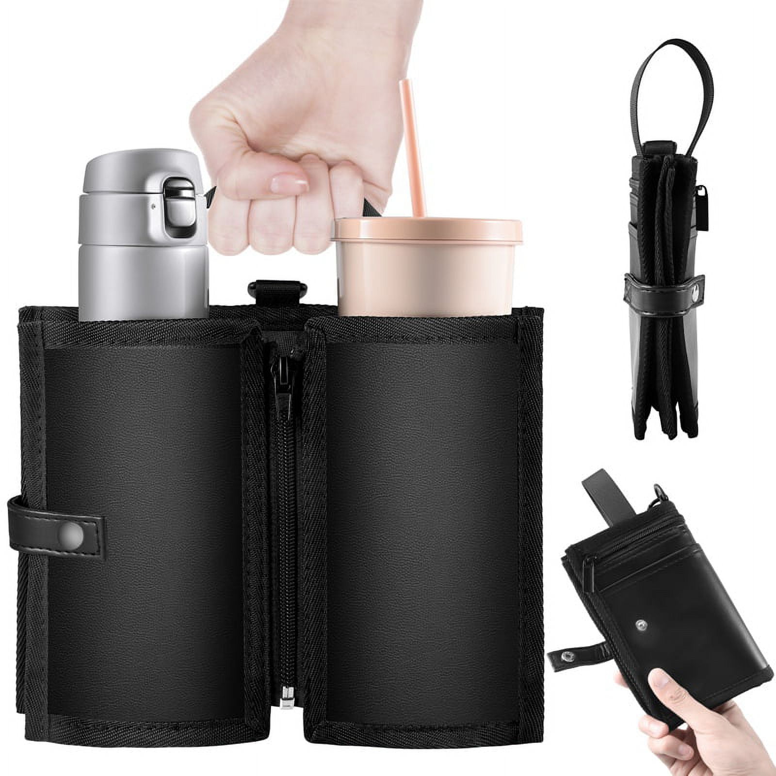 sixwipe Luggage Cup Holder, Hold Two Coffee Mugs, Travel Cup Holder with Upgraded Adjustable
